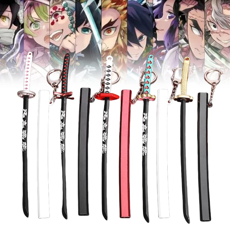 6.7inch Metal Demon Slayer Katana Anime Kimetsu No Yaiba Tanjirou Ninja Knife Real Japanese Katana Mini Samurai Sabre Toy Gift