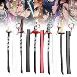 6.7inch Metal Demon Slayer Katana Anime Kimetsu No Yaiba Tanjirou Ninja Knife Real Japanese Katana Mini Samurai Sabre Toy Gift