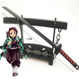 6.7inch Metal Demon Slayer Katana Anime Kimetsu No Yaiba Tanjirou Ninja Knife Real Japanese Katana Mini Samurai Sabre Toy Gift