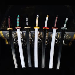 6.7inch Metal Demon Slayer Katana Anime Kimetsu No Yaiba Tanjirou Ninja Knife Real Japanese Katana Mini Samurai Sabre Toy Gift
