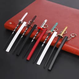 6.7inch Metal Demon Slayer Katana Anime Kimetsu No Yaiba Tanjirou Ninja Knife Real Japanese Katana Mini Samurai Sabre Toy Gift