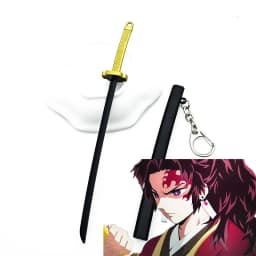 6.7inch Metal Demon Slayer Katana Anime Kimetsu No Yaiba Tanjirou Ninja Knife Real Japanese Katana Mini Samurai Sabre Toy Gift