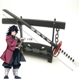 6.7inch Metal Demon Slayer Katana Anime Kimetsu No Yaiba Tanjirou Ninja Knife Real Japanese Katana Mini Samurai Sabre Toy Gift