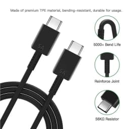 5A 45W PD USB-C Fast Charger for Samsung S22 S23 S24 Note 20 A14 A15 A25 A52 A53 A54 Type C Super Quick Charge Cable 1m 1.5m 2m