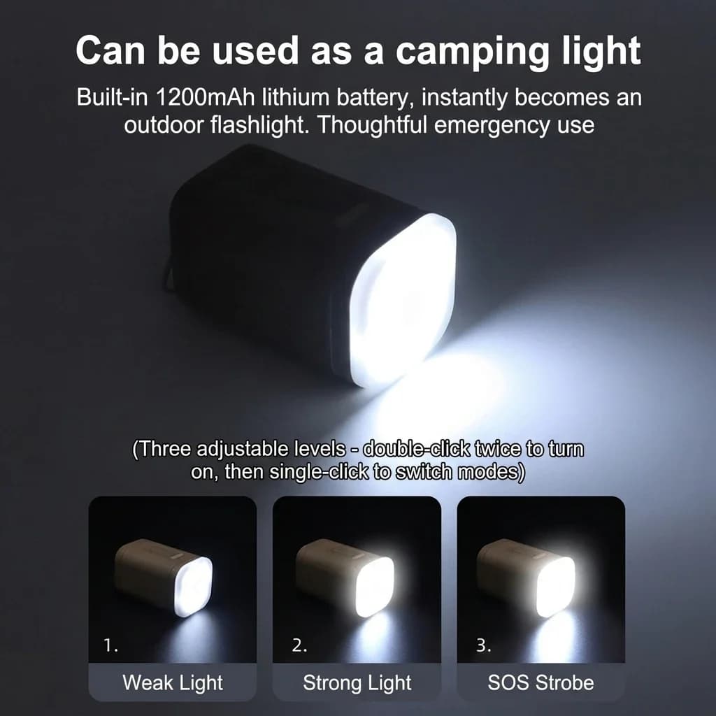 Mini Electric Inflatable Pump 3-in-1 with Lights Wireless Air Compressor for Camping Hiking Inflate & Deflate Equipment