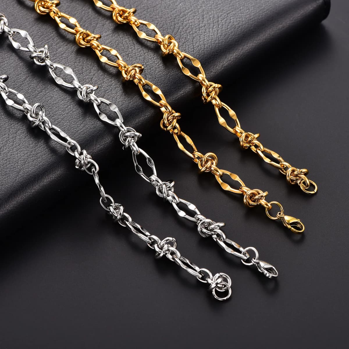 8MM Lip Knot Chain Stainless Steel Chunky Necklace Waterproof Handmade Link Punk Hiphop Geometric Men Choker Heavy Metal Jewelry