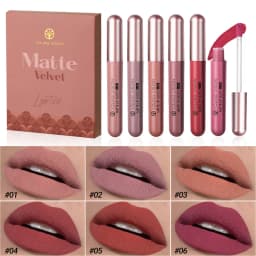 Set of 6 NonStick Cup Liquid Lipstick, Long-Lasting Lip Gloss – Matte Finish Lip Gloss, Resistant to Fading
