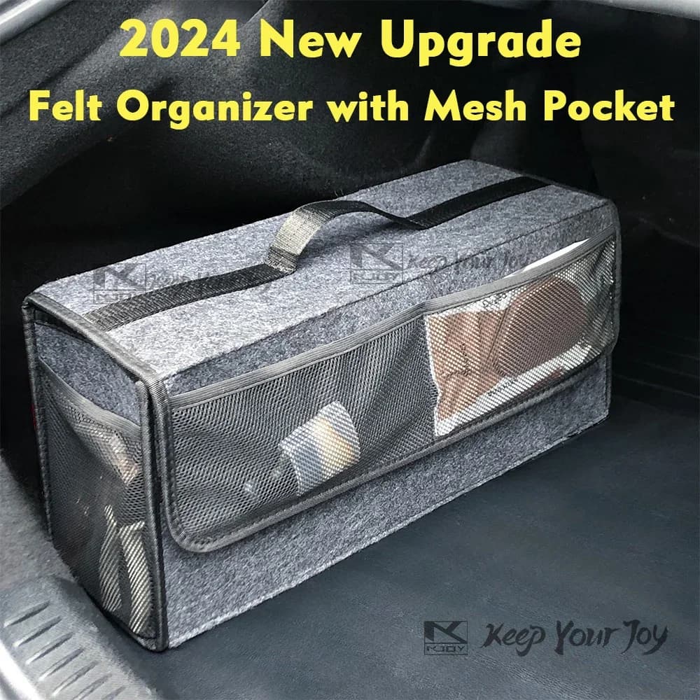 Upgraded with Add Net Bag Large Anti Slip Compartment Boot Storage Tool Car Storage Bag Car Trunk Felt Storage Box Accessories