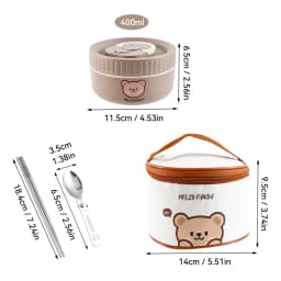 WORTHBUY Portable Cute Bear 304 Stainless Steel Insulated Bento Lunch Box Microwave Sealed Lunch Container For Kids Students