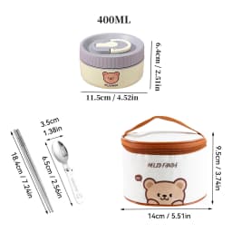 WORTHBUY Portable Cute Bear 304 Stainless Steel Insulated Bento Lunch Box Microwave Sealed Lunch Container For Kids Students