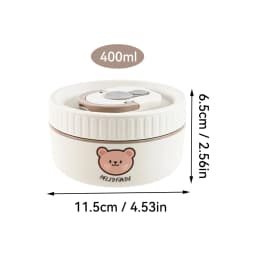 WORTHBUY Portable Cute Bear 304 Stainless Steel Insulated Bento Lunch Box Microwave Sealed Lunch Container For Kids Students
