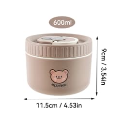 WORTHBUY Portable Cute Bear 304 Stainless Steel Insulated Bento Lunch Box Microwave Sealed Lunch Container For Kids Students