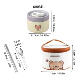 WORTHBUY Portable Cute Bear 304 Stainless Steel Insulated Bento Lunch Box Microwave Sealed Lunch Container For Kids Students