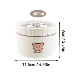 WORTHBUY Portable Cute Bear 304 Stainless Steel Insulated Bento Lunch Box Microwave Sealed Lunch Container For Kids Students
