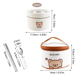 WORTHBUY Portable Cute Bear 304 Stainless Steel Insulated Bento Lunch Box Microwave Sealed Lunch Container For Kids Students