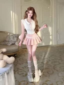 Summer Korean Preppy Style Sweet 2 Piece Set for Women Pure Desire Spicy Girl High Waist Design Mini Skirt Suit Woman Outfits