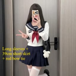 Preppy Style JK Uniform Set White Three Stripes Design Navy Blue Skirt Japanese School Inspired Basic Campus Outfit For Girls