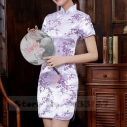 Traditional Chinese Dress Qipao Plus Size Silk Satin Cheongsam Anime Cosplay Costumes Girl Y2K Sexy Mini Chinese Style Vestidos