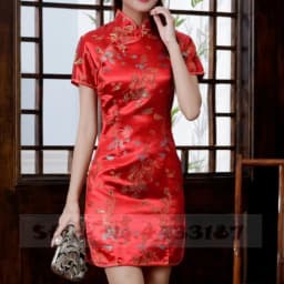 Traditional Chinese Dress Qipao Plus Size Silk Satin Cheongsam Anime Cosplay Costumes Girl Y2K Sexy Mini Chinese Style Vestidos