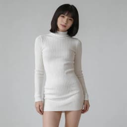Women Transparent Sexy See Through Mini Dress Korean Outdoor Expose White Sheer Slim Fit Above Knee Longsleeve Crop Skirts