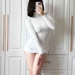 Women Transparent Sexy See Through Mini Dress Korean Outdoor Expose White Sheer Slim Fit Above Knee Longsleeve Crop Skirts