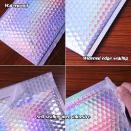 50Pcs Bubble Mailers Aluminized Foil Bags Laser Rainbow Shipping Envelope Self Seal Postal Bags Gift&Book Express Packaging Bags