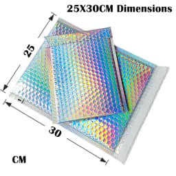 50Pcs Bubble Mailers Aluminized Foil Bags Laser Rainbow Shipping Envelope Self Seal Postal Bags Gift&Book Express Packaging Bags