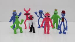 1 Set Rainbow Friends Anime Figure Cartoon Model Game Character Pink Blue Monster Statue Cake Ornaments Toys