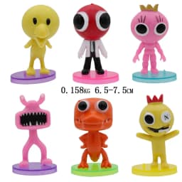 1 Set Rainbow Friends Anime Figure Cartoon Model Game Character Pink Blue Monster Statue Cake Ornaments Toys