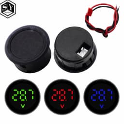DC5-100V Digital Voltmeter LED Digital Display Circular Voltmeter Car Voltage Current Meter Volt Detector Tester Monitor Panel