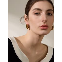 Yhpup Fat Fashion Stainless Steel Heart Chunky Hoop Earrings Charm Metal Texture Rust Proof Versatile Jewelry