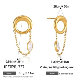 Youthway New Chic 18K Gold PVD Plated Zircon Round Necklace Earring Set For Women Fashion Stainless Steel Waterproof Jewelry
