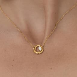 Youthway New Chic 18K Gold PVD Plated Zircon Round Necklace Earring Set For Women Fashion Stainless Steel Waterproof Jewelry