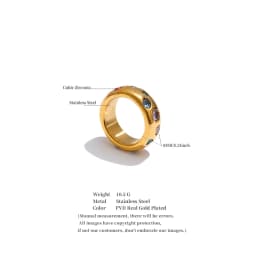 Yhpup Size 6789 Stainless Steel Colorful Cubic Zirconia Casting Ring High Quality Fashion Metal Delicate Stylish Popular Jewelry