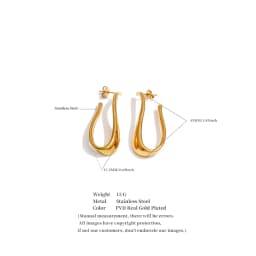 Yhpup 316L Stainless Steel Geometric Big Huggie Earrings for All Occasions Waterproof Simple Daily Casual Jewelry