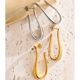 Yhpup 316L Stainless Steel Geometric Big Huggie Earrings for All Occasions Waterproof Simple Daily Casual Jewelry
