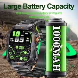 2026 1000mAh military outdoor smartwatch 2.01 inches LED flashlight IP68 waterproof Heart rate sleep Bluetooth call sport watch