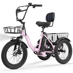 ESKUTE T300 E Trike Electric Bike, Peak Brushless Motor Folding Trike 18X3.0 Fat Tire Ebike, 624Wh Removable Battery, Step-Thru 3 Wheel Electric Bicycle, Up to 65 Miles, 18MPH+ Tricycle for Adults