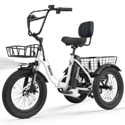 ESKUTE T300 E Trike Electric Bike, Peak Brushless Motor Folding Trike 18X3.0 Fat Tire Ebike, 624Wh Removable Battery, Step-Thru 3 Wheel Electric Bicycle, Up to 65 Miles, 18MPH+ Tricycle for Adults