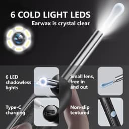 Ear Wax Removal,Ear Cleaner with 1080P CameraSmart Visual Earwax Cleaning Tool8 Pcs Ear Set,6 Ear Scoop Ear Tips Replacement