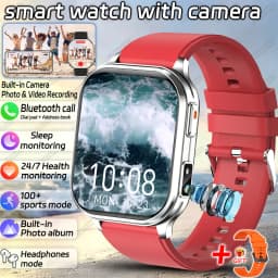 2026 New Smart Watch With Camera Men Women Photos Record Video Health Sports Fitness IP68 Waterproof Call Recording Smartwatches