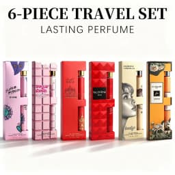 6-Piece Travel Set, Men's and Women's Eau De Toilette Spray, Long-Lasting Fragrance, 6 Different Flavors, Perfect for Holiday Gift