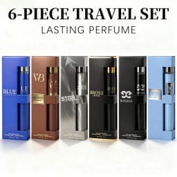 6-Piece Travel Set, Men's and Women's Eau De Toilette Spray, Long-Lasting Fragrance, 6 Different Flavors, Perfect for Holiday Gift