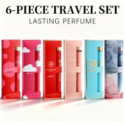 6-Piece Travel Set, Men's and Women's Eau De Toilette Spray, Long-Lasting Fragrance, 6 Different Flavors, Perfect for Holiday Gift