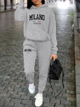 MILANO Pants Sets for Women Clothing High quality Sweatshirt Sweatpant Hoodie Suit 2 Piece Autumn Winter Outfits Woman Tracksuit