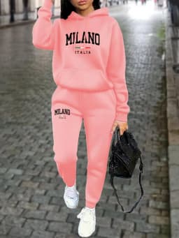 MILANO Pants Sets for Women Clothing High quality Sweatshirt Sweatpant Hoodie Suit 2 Piece Autumn Winter Outfits Woman Tracksuit