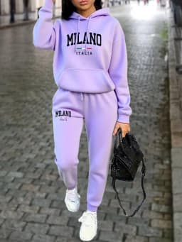 MILANO Pants Sets for Women Clothing High quality Sweatshirt Sweatpant Hoodie Suit 2 Piece Autumn Winter Outfits Woman Tracksuit