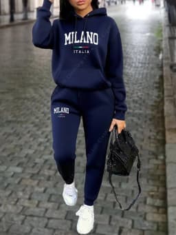 MILANO Pants Sets for Women Clothing High quality Sweatshirt Sweatpant Hoodie Suit 2 Piece Autumn Winter Outfits Woman Tracksuit
