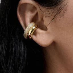 1pcs Delicate CZ Zircon Double Layer C-shape Chunky Cuff Earrings Stainless Steel No Piercing Cartilage Ear Clip Luxury Jewelry