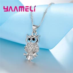 Shining Full African AAA Crystal Owl Pendant Necklace Earrings Sets Women Best Gifts 925 Sterling Silver Color Party Accessory